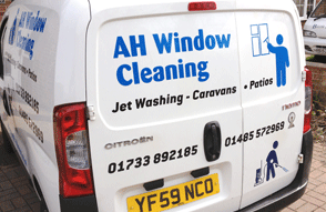 rear of a van with vinyl applied