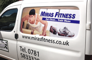 full colour vinyl wrap on side of van