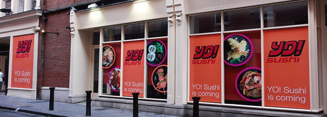 windows of shops with vinyl on